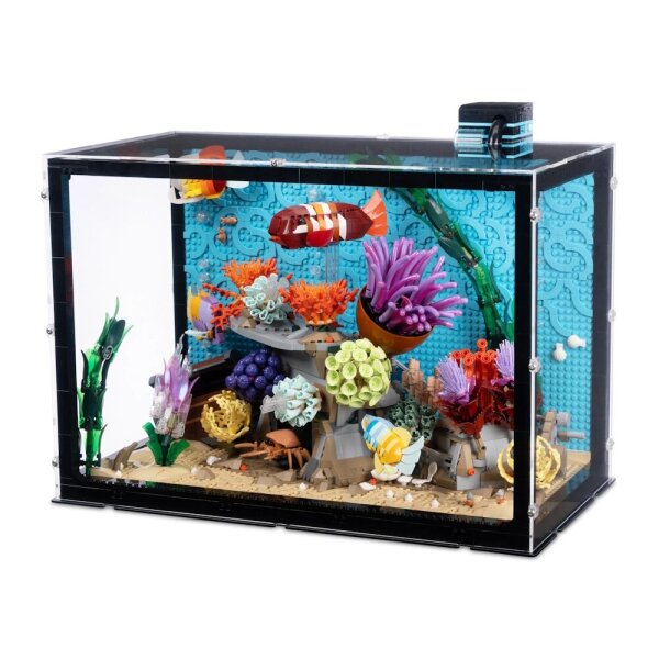 Acrylic Display Case for LEGO&reg; 10366 Tropical Aquarium with Cut-Out for Fish Tank Filter