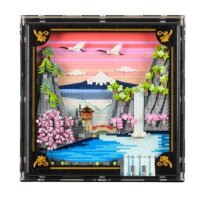 Acrylic wall display for LEGO&reg; Japanese Cherry Blossom Landscape (with black background)
