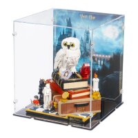 Display in acrilico per LEGO&reg; 76466 Harry Potter - Pietra filosofale (con immagine di sfondo e base nera)