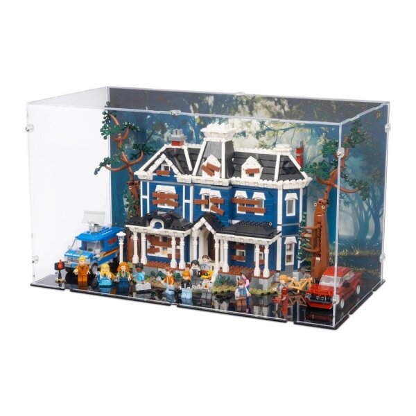 Acryl-Display f&uuml;r LEGO&reg; 11370 Stranger Things - The Creel House  (Mit Hintergrundbild & schwarzem Boden)