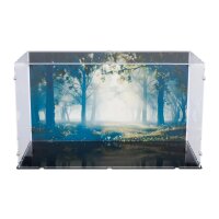Acryl-Display f&uuml;r LEGO&reg; 11370 Stranger Things - The Creel House  (Mit Hintergrundbild & schwarzem Boden)