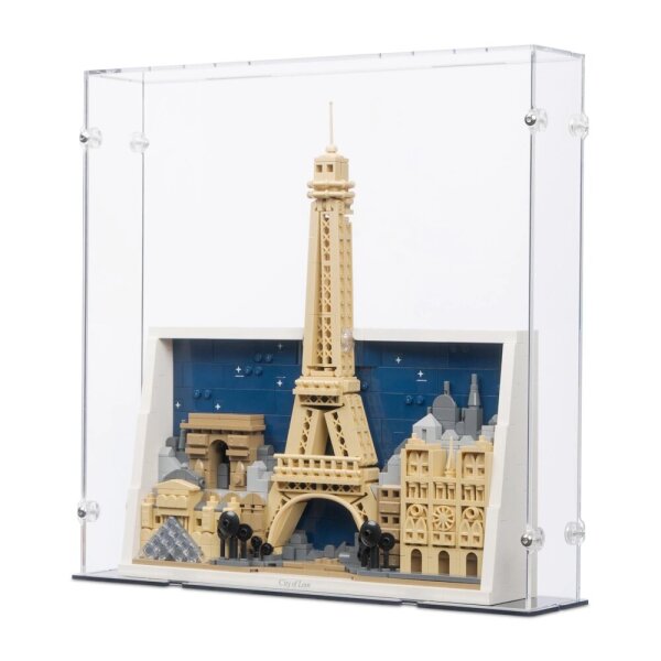 Acryl-Display f&uuml;r LEGO&reg; 21064 Paris &ndash; Stadt der Liebe (Mit schwarzem Boden)