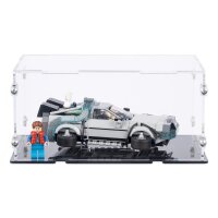Acryl-Display f&uuml;r LEGO&reg; 77256 Zeitmaschine aus Zur&uuml;ck in die Zukunft (Mit schwarzem Boden & St&auml;nder f&uuml;r 2 Platzierungsvarianten)