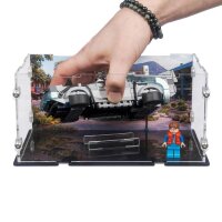 Display in acrilico per LEGO&reg; 77256 Macchina del tempo di Ritorno al futuro (Con immagine di sfondo della torre dellorologio e supporto per 2 opzioni di posizionamento)