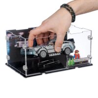 Acrylic display for LEGO&reg; 77256 Time Machine from Back to the Future  (With Twin Pines Mall background image & stand for 2 placement options)
