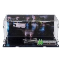 Acrylic display for LEGO&reg; 77256 Time Machine from Back to the Future  (With Twin Pines Mall background image & stand for 2 placement options)
