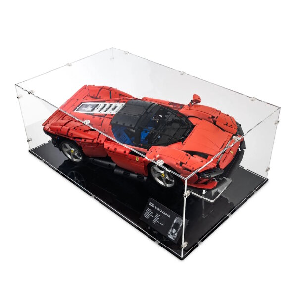 Pr&eacute;sentoir et stand en acrylique XL pour LEGO&reg; 42143 Ferrari Daytona SP3 (avec base noire)