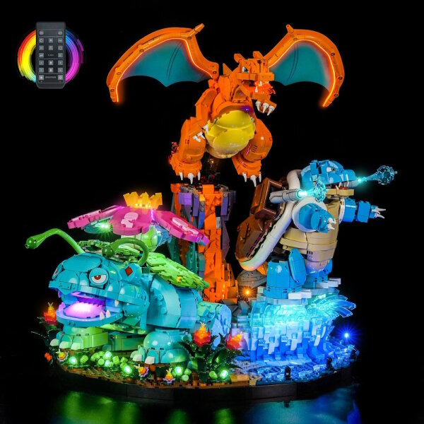 BB LED Beleuchtungs-Set f&uuml;r LEGO&reg; 72153 Pok&eacute;mon Bisaflor, Glurak und Turtok mit Fernbedieung