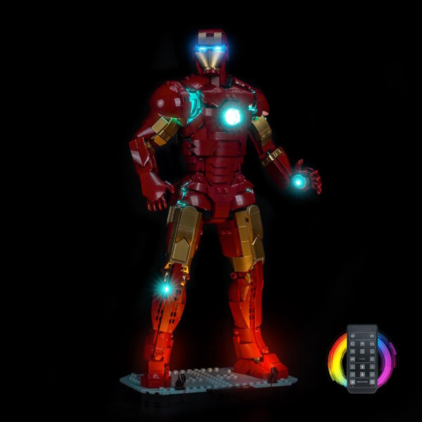 BB LED Beleuchtungs-Set f&uuml;r LEGO&reg; 76344 Iron Man Mark 3  inkl. Sammleredition Fernbedienung