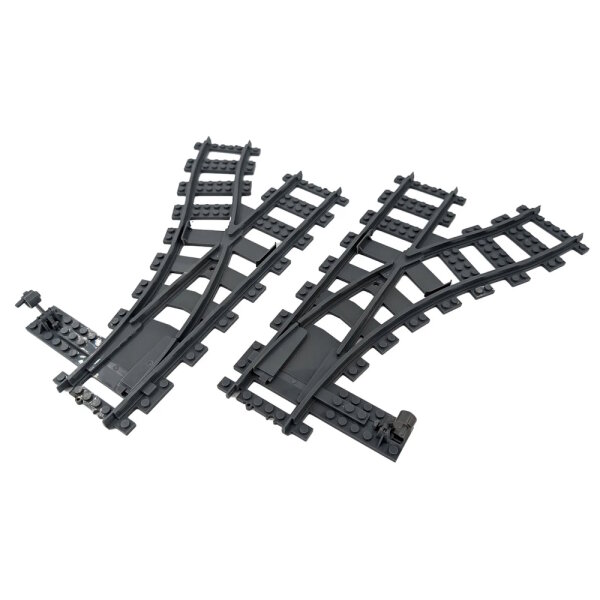 Stone Heap - 2 R40 left/right switch pairs - tracks for brick-built trains