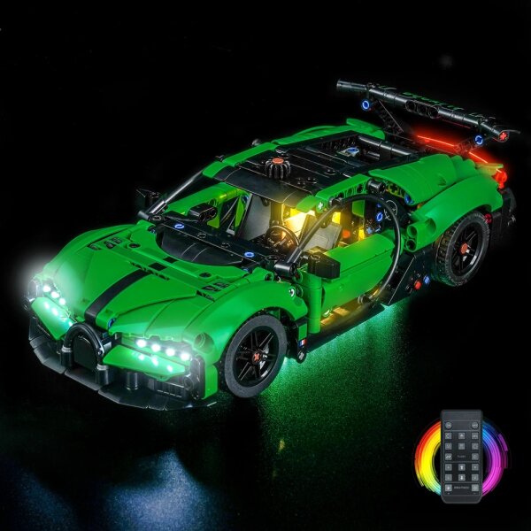 BB LED Lighting Set for LEGO&reg; 42241 Green Bugatti Chiron Pur Sport Hypercar including remote control