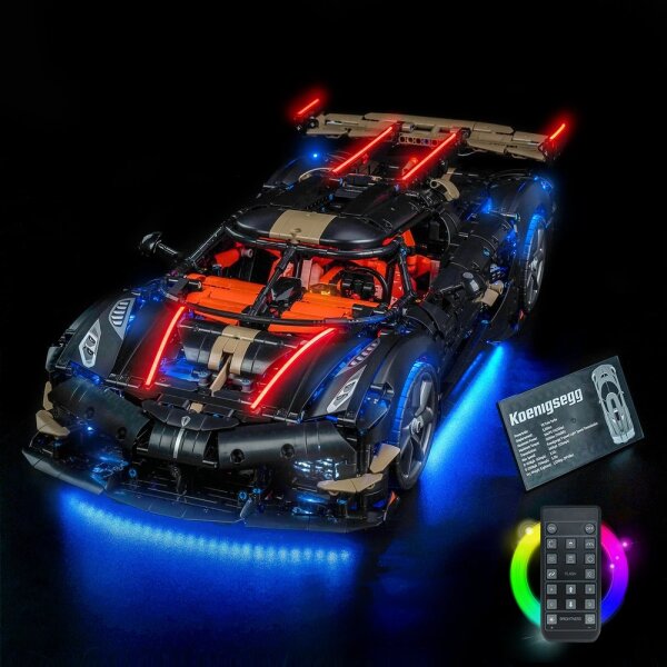 BB LED Beleuchtungs-Set f&uuml;r LEGO&reg; 42232 Koenigsegg Sadairs Spear Hypercar mit Fernbedienung