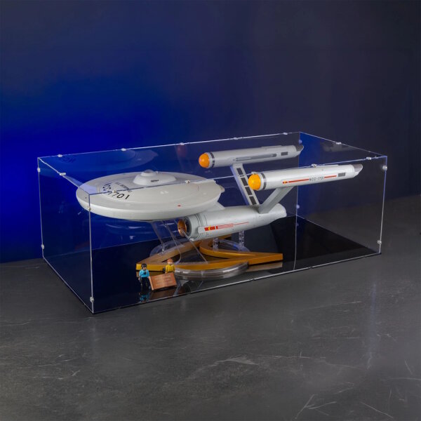 Display in acrilico per  Playmobil 70548 Star Trek U.S.S. Enterpirse NCC-1701 (Con fondo nero)