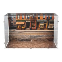 Acrylic Display Case for LEGO&reg; 11376 Ford Model T (with Retro Street Scene Background Image & Cobblestone Base Design)