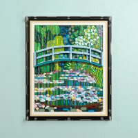 Acrylic wall display for LEGO&reg; 31220 Claude Monet Bridge over a Pond of Water Lilies (with black background)