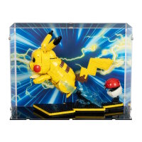 Acryl-Display f&uuml;r LEGO&reg; 72152 Pok&eacute;mon Pikachu und Pok&eacute;ball  (Mit Hintergrundbild & schwarzem Boden)