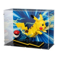 Acryl-Display f&uuml;r LEGO&reg; 72152 Pok&eacute;mon Pikachu und Pok&eacute;ball  (Mit Hintergrundbild & schwarzem Boden)