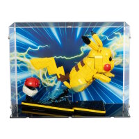 Acryl-Display f&uuml;r LEGO&reg; 72152 Pok&eacute;mon Pikachu und Pok&eacute;ball  (Mit Hintergrundbild & schwarzem Boden)