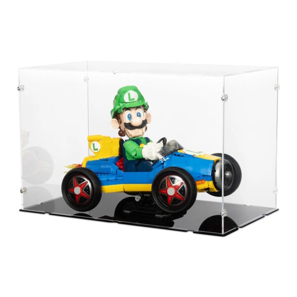 Acryl-Display f&uuml;r LEGO&reg; 72050 Mario Kart Luigi & Turboflitzer (Mit schwarzem Boden)