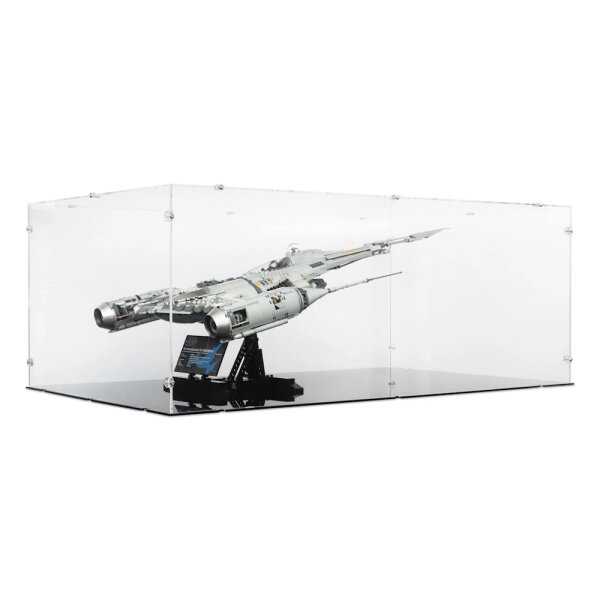 Display in acrilico per LEGO&reg; 75442 Star Wars - N-1 Starfighter del Mandaloriano (con fondo nero)