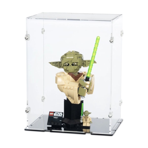 Acryl-Display f&uuml;r LEGO&reg; 75438 Star Wars - Yoda B&uuml;ste (Mit schwarzem Boden)