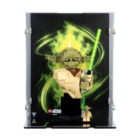Acryl-Display f&uuml;r LEGO&reg; 75438 Star Wars - Yoda B&uuml;ste (Mit Hintergrundbild & schwarzem Boden)