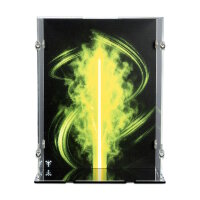 Acryl-Display f&uuml;r LEGO&reg; 75438 Star Wars - Yoda B&uuml;ste (Mit Hintergrundbild & schwarzem Boden)
