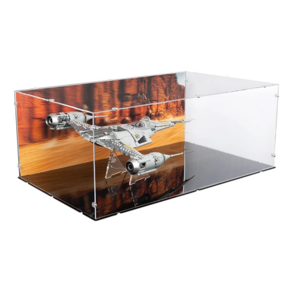 Acrylic display & 2in1 Stand for LEGO&reg; 75442 Star Wars - Mandalorians N-1 Starfighter (background image & black base)
