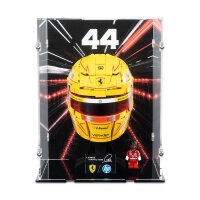 Acryl-Display f&uuml;r LEGO&reg; 43022 Scuderia Ferrari HP Lewis Hamilton Helm (Mit Hintergrundbild & schwarzem Boden)