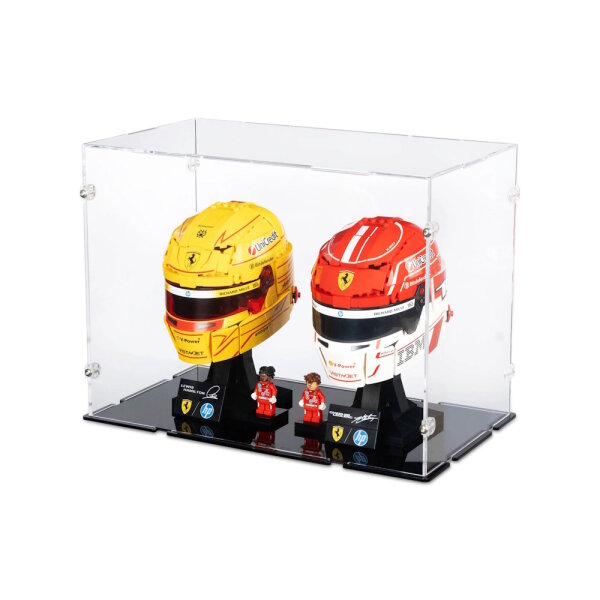 Acrylic display for 2 x LEGO&reg; F1 helmets (with black base)