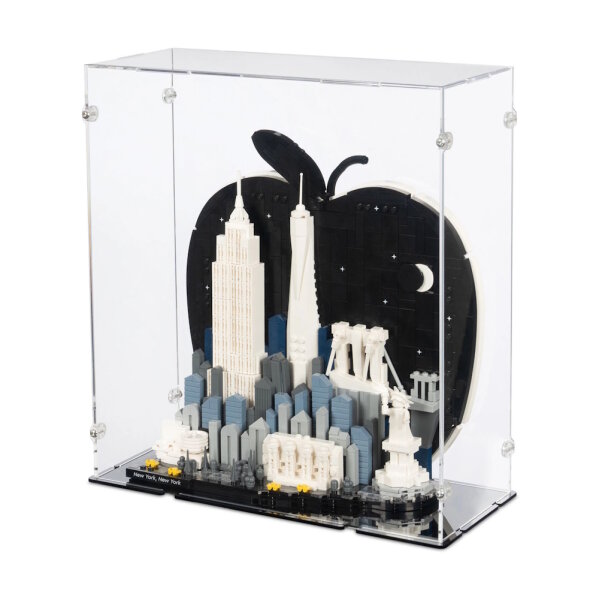 Pr&eacute;sentoir en acrylique pour LEGO&reg; 21066 New York City - la grosse pomme (avec fond noir)
