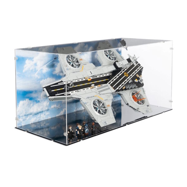 Pr&eacute;sentoir & Support 2en1 en acrylique pour  LEGO&reg; 76354 L&rsquo;h&eacute;liporteur du SHIELD With background image & black base)