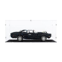 Display e supporto in acrilico per LEGO&reg; 42231 Fast and Furious Doge Charger R/T (con fondo nero)