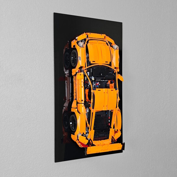 Acryl-Wand-Halterung f&uuml;r LEGO&reg; 42056 Porsche 911 GT3 RS (Mit schwarzem Hintergrund)