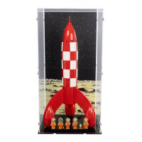 Acryl-Display f&uuml;r LEGO&reg; 21367 Die Mondrakete von Tim und Struppi  (Mit Hintergrundbild & schwarzem Boden)