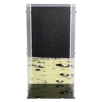Acryl-Display f&uuml;r LEGO&reg; 21367 Die Mondrakete von Tim und Struppi  (Mit Hintergrundbild & schwarzem Boden)