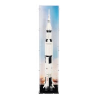 Acrylic display for LEGO&reg; 21309/92176 NASA Apollo Saturn V (With background image & black base)