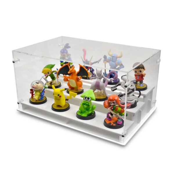 Acrylic display for 12 Nintendo Amiibo figures  (With white floor)