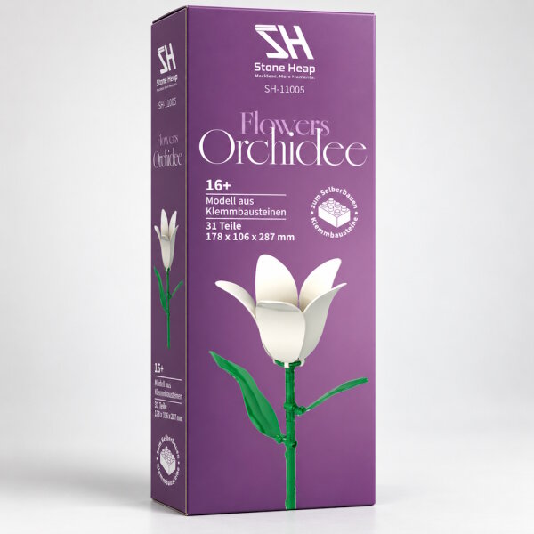 Stone Heap - Single White Orchid Flower (31 Pieces)