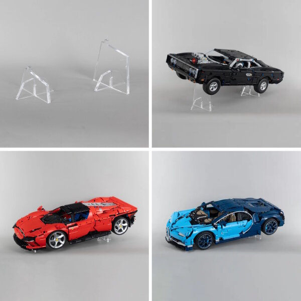 Acryl-St&auml;nder f&uuml;r LEGO&reg; Technic & Creator Autos (Angewinkelt 4/8 cm hoch)