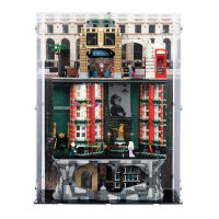 Pr&eacute;sentoir en acrylique pour LEGO&reg; 76476 Harry Potter - Le minist&egrave;re de la Magie - &Eacute;dition collector (Avec image de fond et base noire)