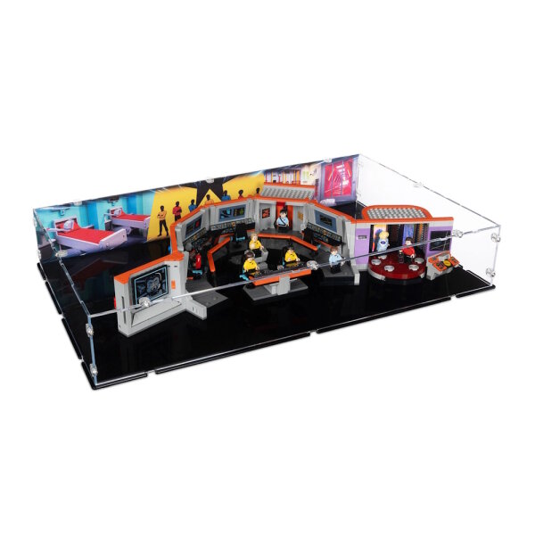 Acryl-Display f&uuml;r LEGO&reg; 11385 Star Trek - U.S.S. Enterprise NCC-1701 Br&uuml;cke (Mit Hintergrundbild & schwarzem Boden)
