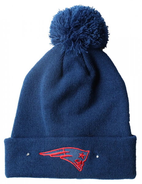 New England Patriots - NFL - Cappello con pompon (Beanie) con LED lampeggianti - Blu navy